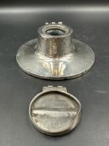 An English silver capstan ink well hallmarked for Birmingham and retaining its glass liner AF