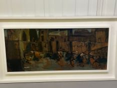 Tony GILES (1925-1994) "Boats in a Harbour" 120cm x 64cm