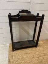 An oak Art Deco style hall/umbrella stand with drip tray and lidded compartment (H85cm)