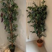 Two faux house plants both approx H184cm