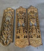 A selection of three gilt door finger plates