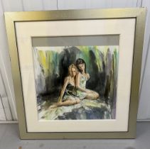 Gordon King watercolour of two ladies (Framed Size 85cm x 88cm)