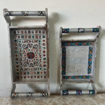 Two Minakari Indian metal embossed trays (One AF) (47cm x 21cm)