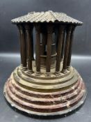 A 19th Century Grand Tour bronze model of the Temple of Vesta having circular tiled roof supported