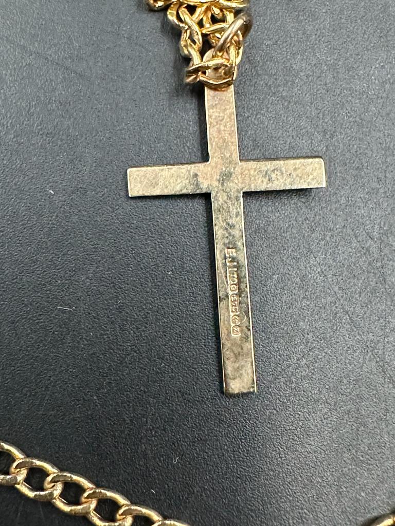 A 9ct gold cross on chain and and AF 9ct gold ring (Approximate total weight 4.5g) - Image 2 of 5