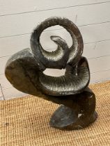 A polished stone African stylised sculpture (78cm H x 40cm W)