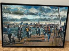 Millennium Bridge, signed bottom right, oil on canvas (65cm x 96cm framed)