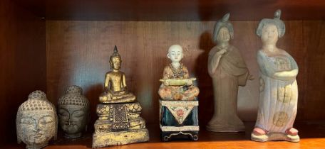 A selection of oriental figures and buddha heads