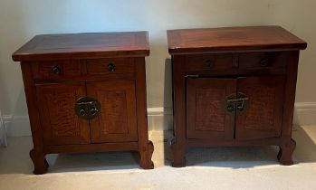 A pair of Chinese style bedsides (One AF) (H70cm W67cm D41cm)