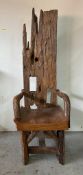 A fence post and drift wood folk art throne (H164cm W53cm D56cm)