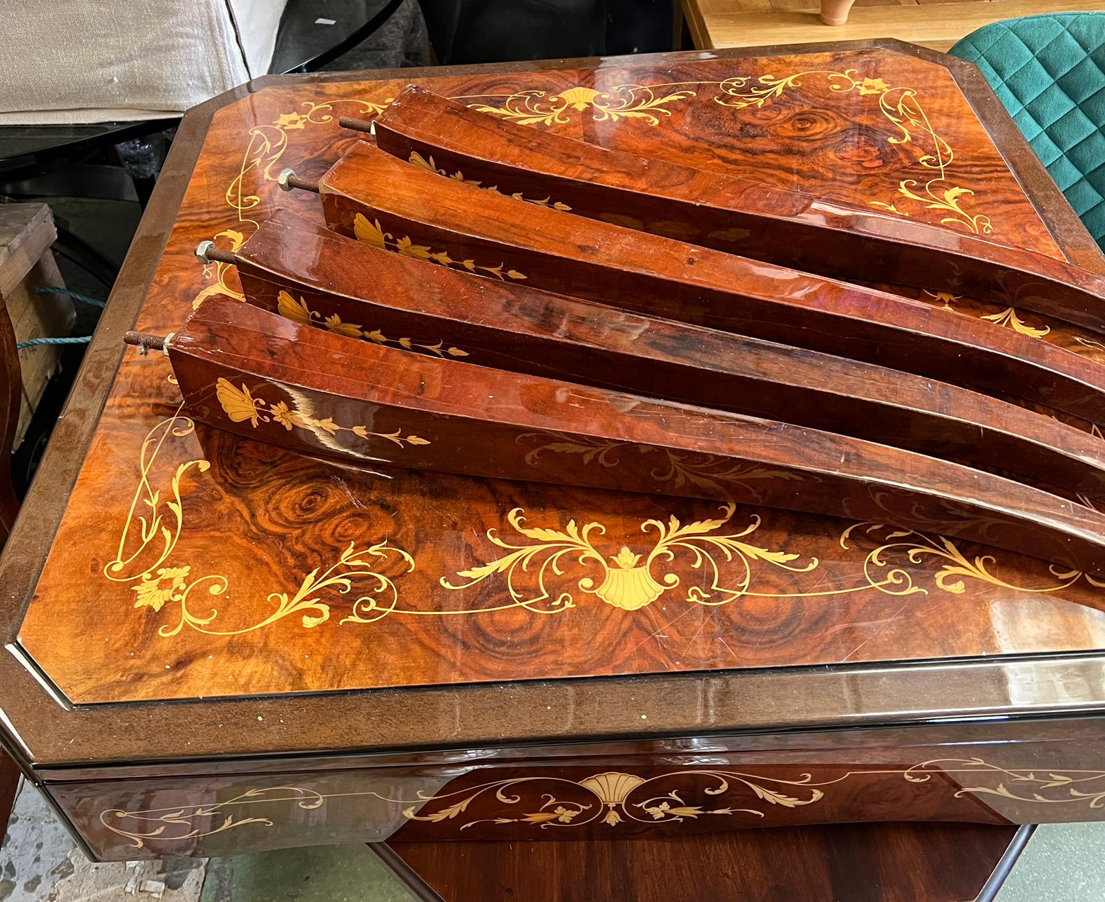 An Italian inlaid games table with roulette, chest and including games pieces - Image 2 of 6