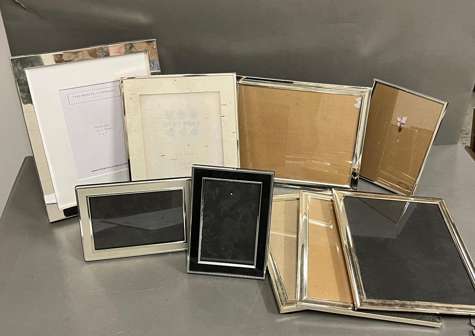 Nine silver plate picture frames