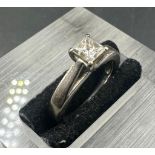 A platinum single stone diamond ring approx 0.50 carat