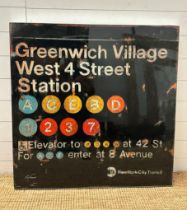 A Fabrice De Villeneuve Greenwich Village New York subway galvanized steel panel 90cm x 90cm