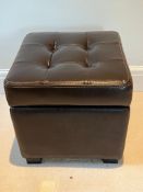 A pair of cube leather foot stools with button top (SQ40cm)