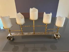 Five arm metal candle holder (H28cm W66cm)