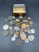 A small selection of coins to include Georgia penny, 1820 Crown etc.