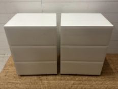 A pair of contemporary white three drawer soft close bedside tables AF Height 51 40x46
