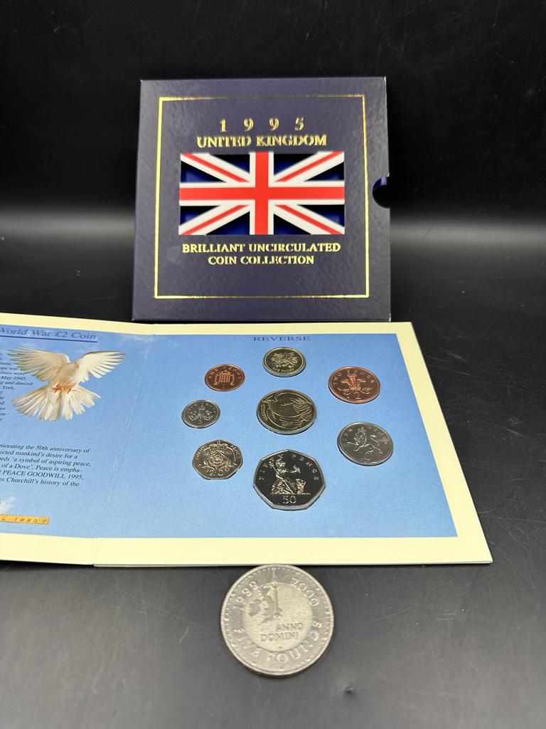 A 1995 United kingdom Brilliant Uncirculated Coin Collection pack along with Anno Domini 1999-