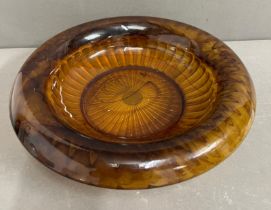 A large George Davidson amber glass bowl (Dia28.5cm)