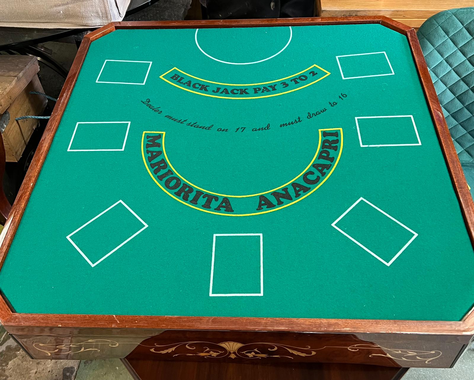An Italian inlaid games table with roulette, chest and including games pieces - Image 4 of 6