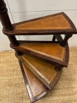 A set of mahogany Edwardian library step with brown leather inserts (H112cm)