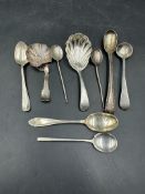 A selection of silver hallmarked spoons some AF total weight 87g