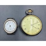 A silver pocket watch and a silver wrist watch both marked 925. Both AF