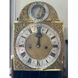 An English black lacquered longcase clock the blacked japanned case with chinoiserie decoration. 8