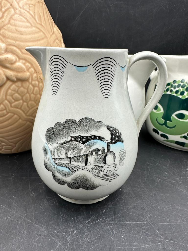 A selection of jugs to include Eric Ravilious for Wedgewood "Travel" design grey pottery jug - Image 3 of 4