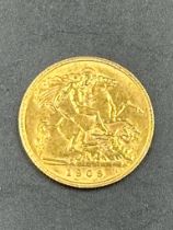 A 1909 Gold half sovereign