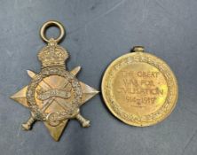 Militaria: WWI Medals 1914-15 Star and Great War Medal fro 21670 PTE W T Telford Liverpool Regiment