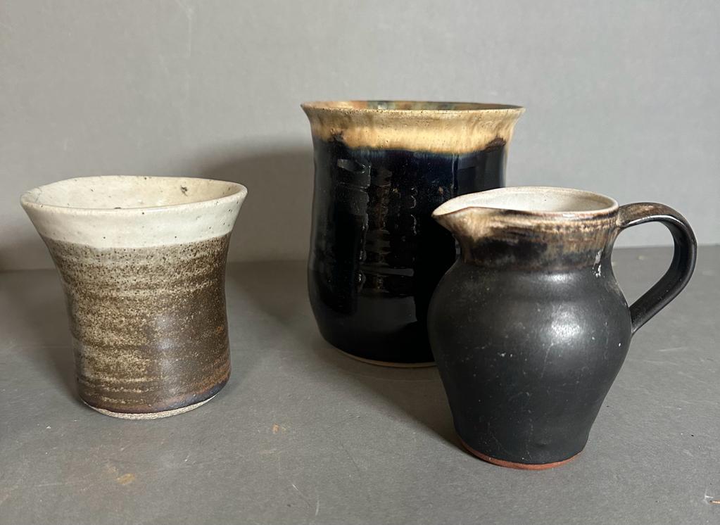 Five Studio pottery items, jugs, a vase and a beaker - Image 2 of 3