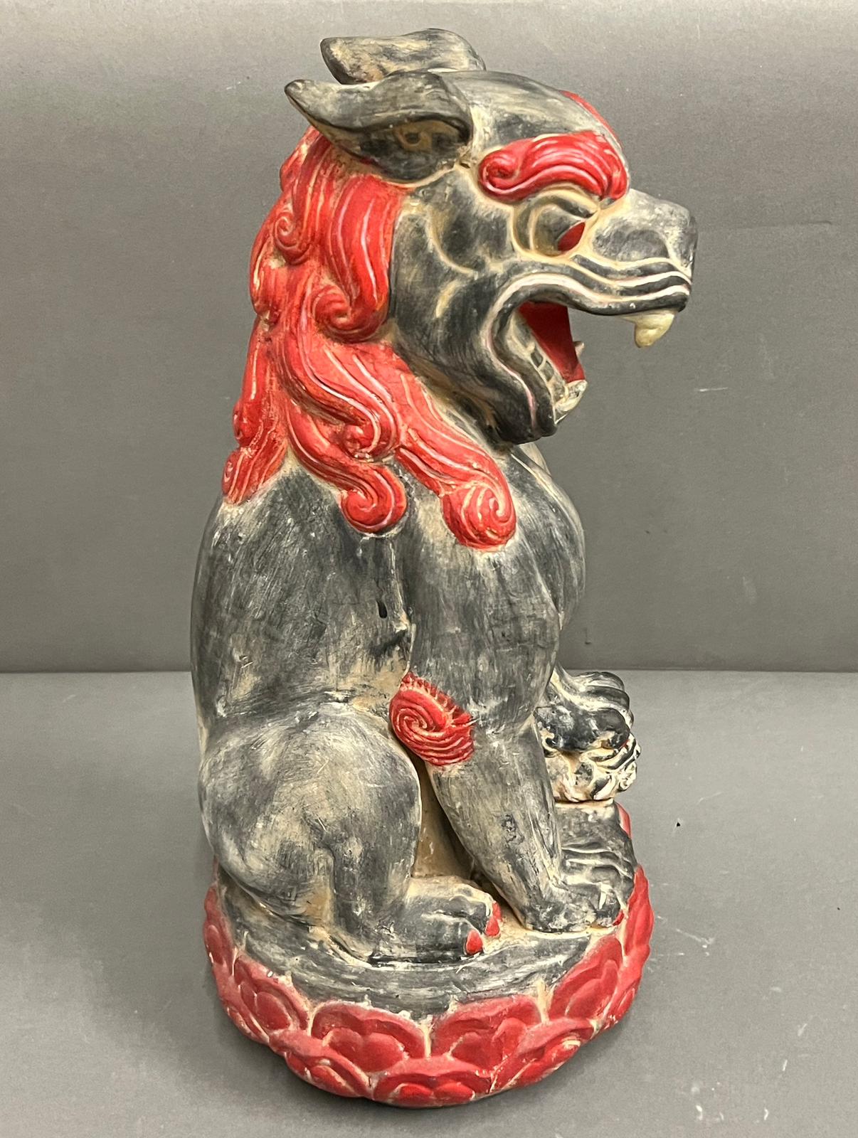 A clay guardian Foo Dog lion (H46cm) - Image 4 of 6