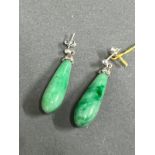 A pair of Chinese jade drop earrings