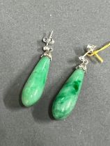 A pair of Chinese jade drop earrings