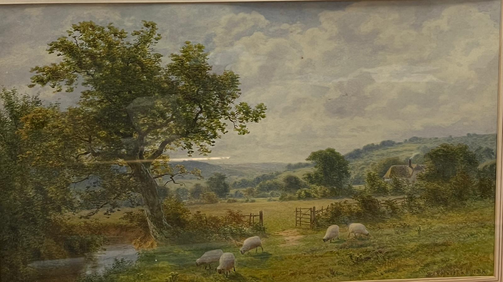 A water colour of sheep's grazing, Robert Angelo Kittermaster Marshall 1849 - 1923 signed lower - Image 2 of 6