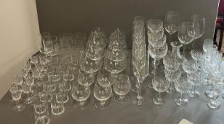 A selection of glass various styles, champagne, brandy and tumblers