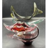 Four Murano and Czech Art glass bowls
