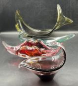 Four Murano and Czech Art glass bowls