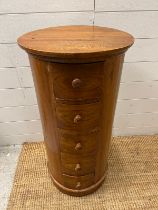 A hardwood circular chest of drawers (H80cm Dia40cm)