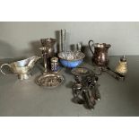 A selection of silver plate and white metal items