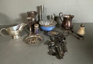 A selection of silver plate and white metal items