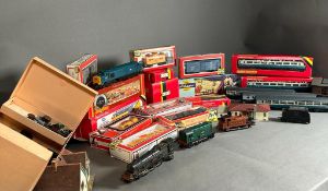 A selection of Hornby railway, engines, rolling stock, track and buildings