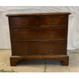 A flame mahogany two over three chests of drawers on bracket feet (H83cm W92cm D47cm)