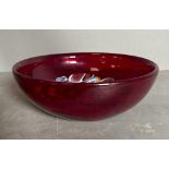 A red Murano glass bowl with Murrina Millefiori