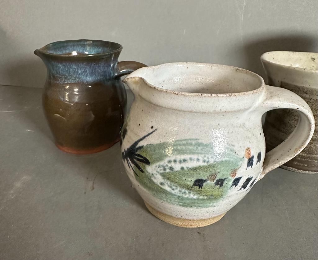 Five Studio pottery items, jugs, a vase and a beaker - Image 3 of 3