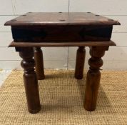 A hardwood Indian Thakat coffee table (H50cm W45cm D45cm)
