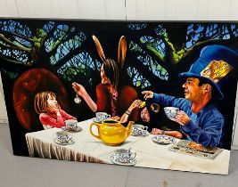 Neil Thomas Roberts 'Little Alice & a band of peculiar fellows' oil on wood 100cm x 70cm (2006)