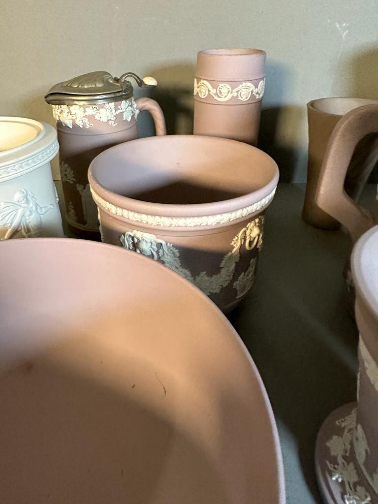 A selection of Wedgewood Jasper ware to include jugs, vases and an ice bucket - Image 5 of 7